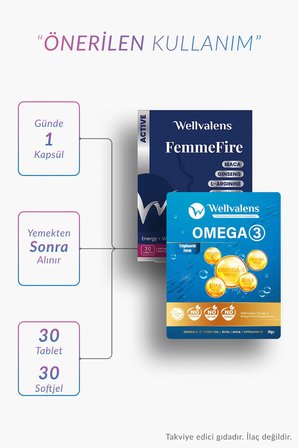Kadınlara Özel Destek Paketi | Omega 3 30 Softjel + FemmeFire 30 Tablet