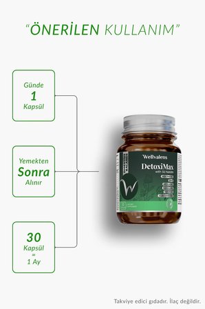 Wellvalens DetoxiMax Vitamin Mineral Takviyesi - Devedikeni, Enginar & Zerdeçal - 30 Kapsül (60 Adet İkili Paket)