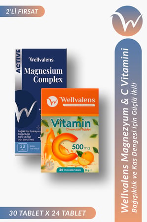 Günlük Bağışıklık & Magnezyum Paketi | Vitamin C 500 mg Çiğnenebilir + Magnesium Complex 30 Tablet