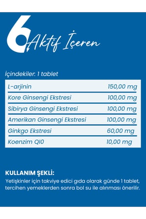 Wellvalens 6 Bull Erkek Takviyesi Gıda Ginseng, L-Arginine ve CoQ10 İçeren 60 Tablet