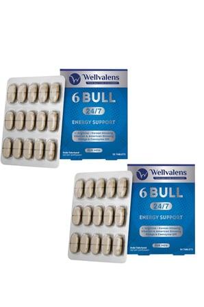 Wellvalens 6 Bull Erkek Takviyesi Gıda Ginseng, L-Arginine ve CoQ10 İçeren 60 Tablet