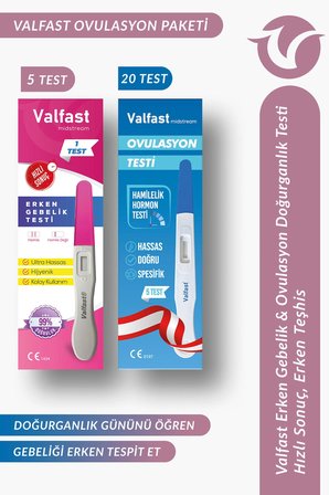20 Adet Ovulasyon + 5 Adet Erken Gebelik Testi Kalem Test