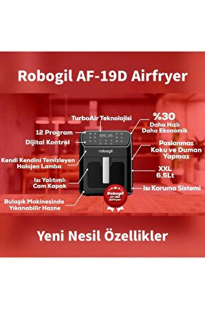 Robor Af-19d 6.5 lt Yağsız Airfryer Siyah