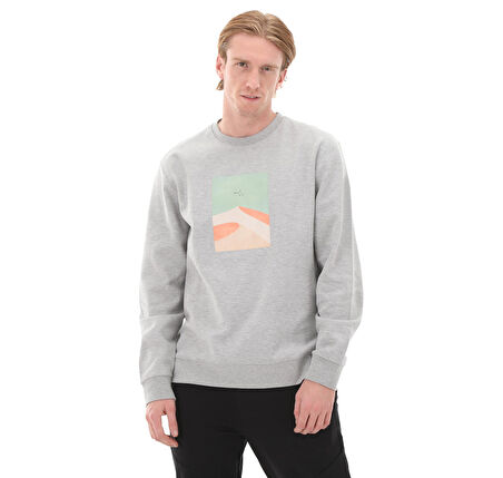 SWTP0004-GRI Esqudo Sweatshırt Prınt Erkek Sweatshirt Gri