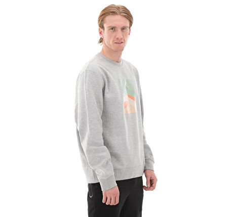 SWTP0004-GRI Esqudo Sweatshırt Prınt Erkek Sweatshirt Gri