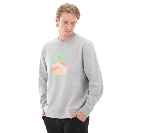 SWTP0004-GRI Esqudo Sweatshırt Prınt Erkek Sweatshirt Gri