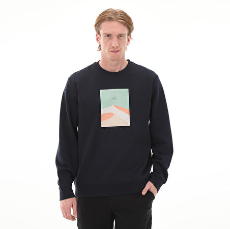 SWTP0004-NAVY Esqudo Sweatshırt Prınt Erkek Sweatshirt Lacivert