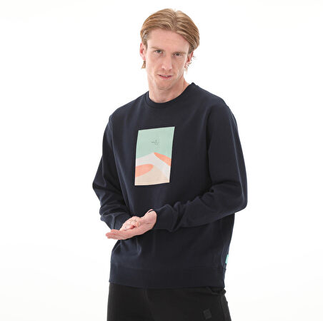 SWTP0004-NAVY Esqudo Sweatshırt Prınt Erkek Sweatshirt Lacivert