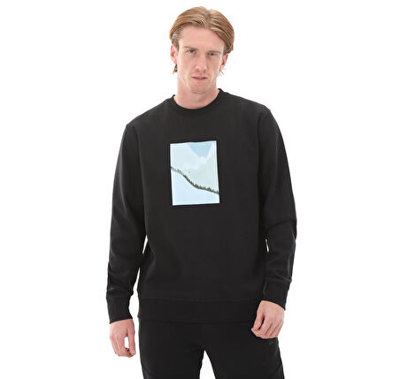 SWTP0005-SYH Esqudo Sweatshırt Prınt Erkek Sweatshirt Siyah