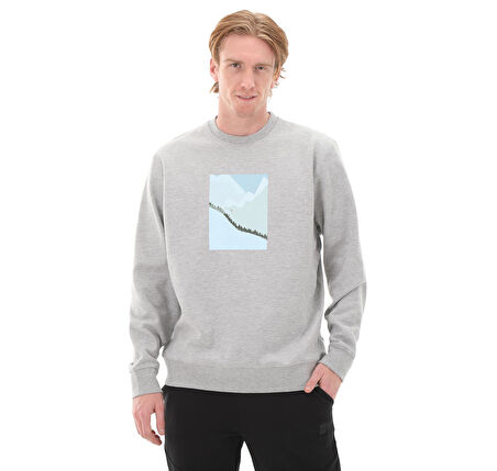 SWTP0005-GRI Esqudo Sweatshırt Prınt Erkek Sweatshirt Gri