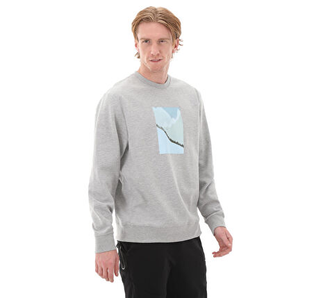 SWTP0005-GRI Esqudo Sweatshırt Prınt Erkek Sweatshirt Gri