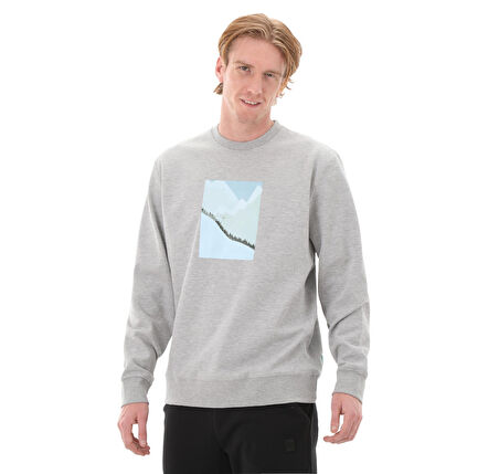 SWTP0005-GRI Esqudo Sweatshırt Prınt Erkek Sweatshirt Gri