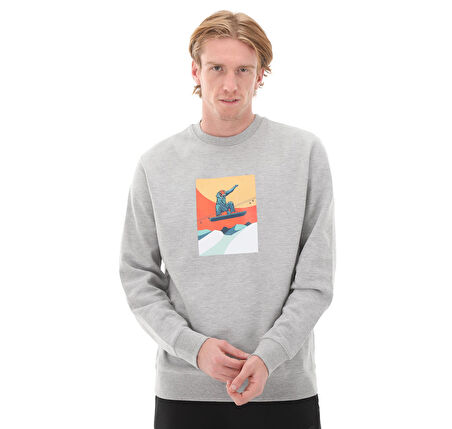 SWTP0006-GRI Esqudo Sweatshırt Prınt Erkek Sweatshirt Gri