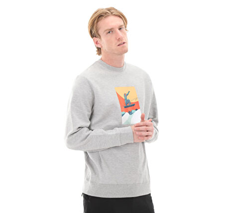 SWTP0006-GRI Esqudo Sweatshırt Prınt Erkek Sweatshirt Gri