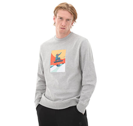 SWTP0006-GRI Esqudo Sweatshırt Prınt Erkek Sweatshirt Gri