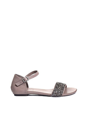 Bueno Shoes Gri Deri Kadın Düz Sandalet 01wj1103