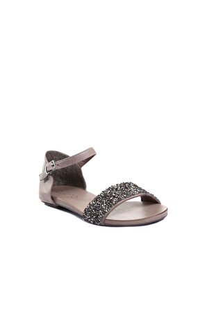 Bueno Shoes Gri Deri Kadın Düz Sandalet 01wj1103