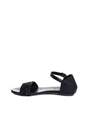 Bueno Shoes Siyah Deri Kadın Düz Sandalet 01wj1103