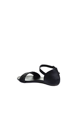 Bueno Shoes Siyah Deri Kadın Düz Sandalet 01wj1103