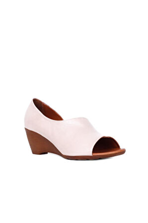 Bueno Shoes Gri Deri Kadın Dolgu Topuklu Sandalet 01wj2410