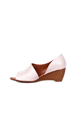 Bueno Shoes Gri Deri Kadın Dolgu Topuklu Sandalet 01wj2410