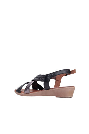 Bueno Shoes Siyah Deri Kadın Topuklu Sandalet 01wl1505