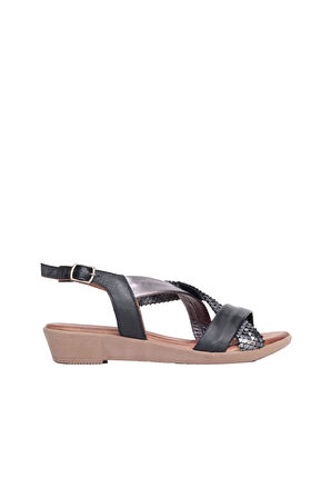 Bueno Shoes Siyah Deri Kadın Topuklu Sandalet 01wl1505