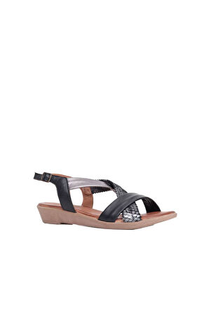Bueno Shoes Siyah Deri Kadın Topuklu Sandalet 01wl1505