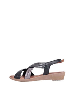 Bueno Shoes Siyah Deri Kadın Topuklu Sandalet 01wl1505