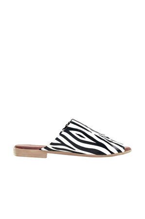 Bueno Shoes Zebra Deri Kadın Düz Terlik 01wl2701