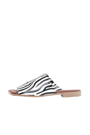 Bueno Shoes Zebra Deri Kadın Düz Terlik 01wl2701