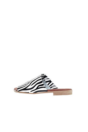 Bueno Shoes Zebra Deri Kadın Düz Terlik 01wl2701