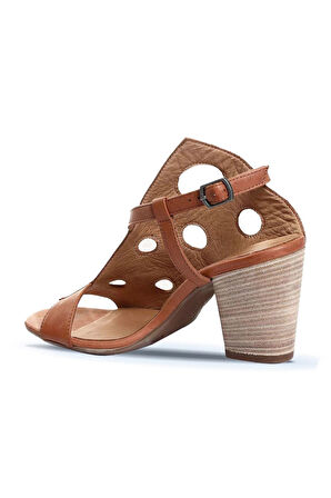 Bueno Shoes Taba Deri Kadın Topuklu Sandalet 01wl3704