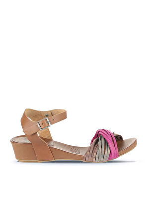 Bueno Shoes Multi Ms1 Deri Kadın Dolgu Topuklu Sandalet 01wl6800
