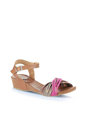 Bueno Shoes Multi Ms1 Deri Kadın Dolgu Topuklu Sandalet 01wl6800