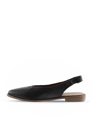Bueno Shoes Siyah Deri Kadın Düz Sandalet 01wn0102