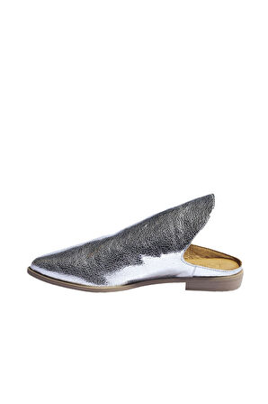 Bueno Shoes Gümüş Deri Kadın Düz Terlik 01wn0139