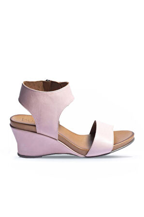 Bueno Shoes Gül Kurusu Deri Kadın Dolgu Topuklu Sandalet 01wn0501