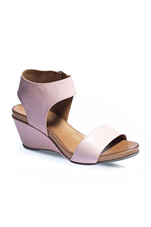 Bueno Shoes Gül Kurusu Deri Kadın Dolgu Topuklu Sandalet 01wn0501