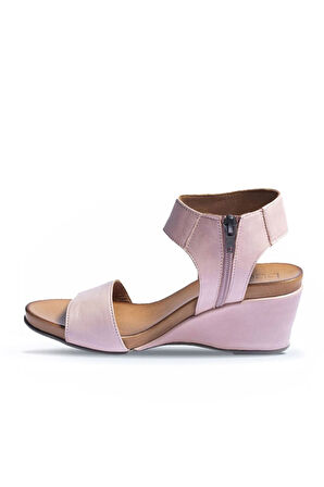 Bueno Shoes Gül Kurusu Deri Kadın Dolgu Topuklu Sandalet 01wn0501