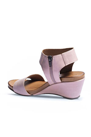 Bueno Shoes Gül Kurusu Deri Kadın Dolgu Topuklu Sandalet 01wn0501