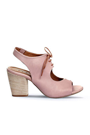 Bueno Shoes Gül Kurusu Deri Kadın Topuklu Sandalet 01wn0100