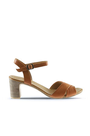 Bueno Shoes Taba Deri Kadın Topuklu Sandalet 01wn1501