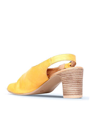 Bueno Shoes Sarı Deri Kadın Topuklu Sandalet 01wn1513
