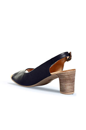 Bueno Shoes Lacivert Deri Kadın Topuklu Sandalet 01wn1517