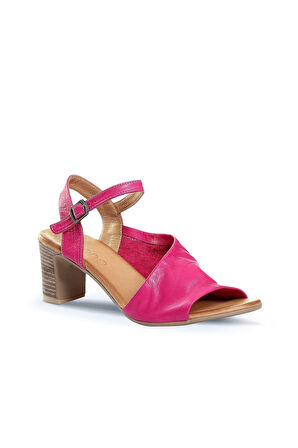 Bueno Shoes Fuşya Deri Kadın Topuklu Sandalet 01wn1519