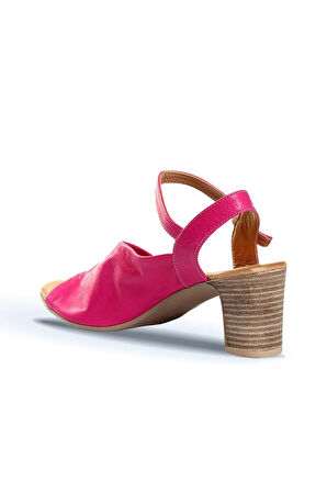 Bueno Shoes Fuşya Deri Kadın Topuklu Sandalet 01wn1519