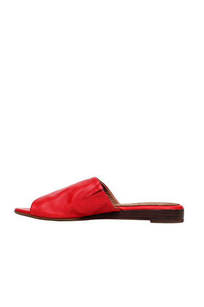 Bueno Shoes Kırmızı Deri Kadın Düz Terlik 01wn1901