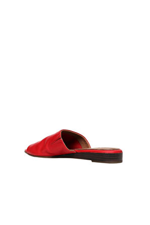 Bueno Shoes Kırmızı Deri Kadın Düz Terlik 01wn1901