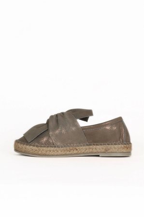 Haki Deri Kadın Espadril Ayakkabı